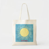 Gele Zonneschijn in Blauwe Hemel Douanenaam Tote Bag (Voorkant)