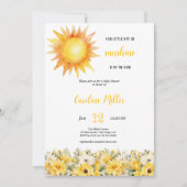 GELE ZONNESCHIJN MEISJE BABYSHOWER UITNODIGING (Voorkant)