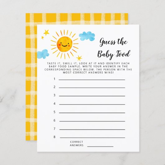 Gele zonneschijn raadt het Baby-schoenenspel (Voorkant / Achterkant)