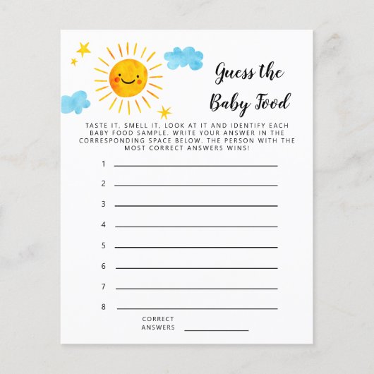 Gele zonneschijn raadt het Baby-schoenenspel (Voorkant)