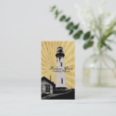 Gele zonnestralen Kustvuurtoren Visitekaartje (Staand voorkant)