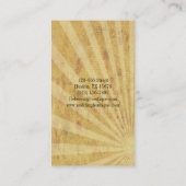 Gele zonnestralen Kustvuurtoren Visitekaartje (Achterkant)