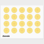 gele zonnestralen ronde sticker (Vel)