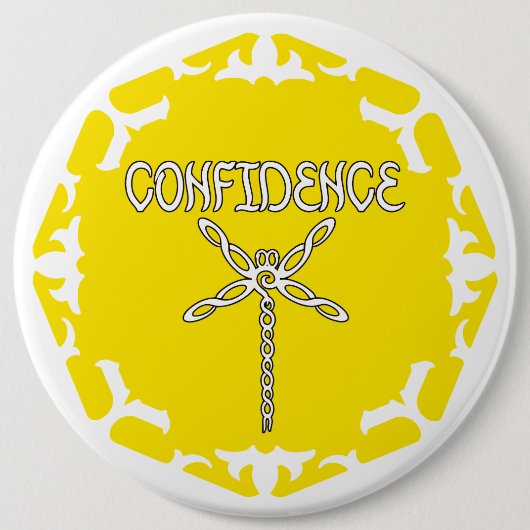 Gele Zonnevlecht Chakra Libel Witte BG Ronde Button 6,0 Cm (Voorkant)
