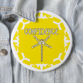 Gele Zonnevlecht Chakra Libel Witte BG Ronde Button 6,0 Cm (In situ)