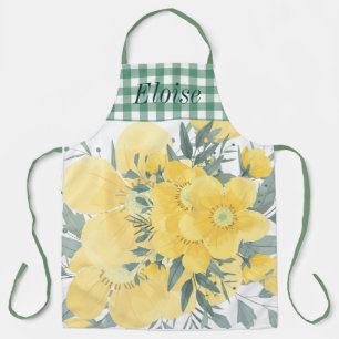 Gele zonnige bloesems schort