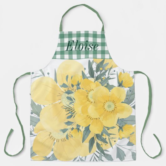 Gele zonnige bloesems schort (Voorkant)
