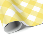 Gele zonnige ingedrukte Gingham Play Cadeaupapier (Rol Hoek)