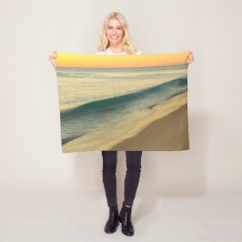 Gele zonsondergang bij het Beach Acrylwerk | Fleece Deken