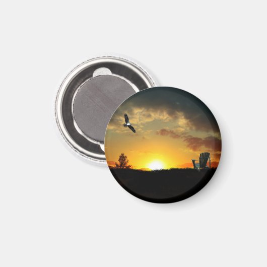 Gele zonsondergang Grassy Meadow Magnet (Voorkant / Achterkant)