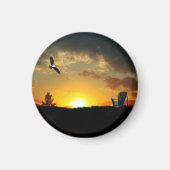 Gele zonsondergang Grassy Meadow Magnet (Voorkant)