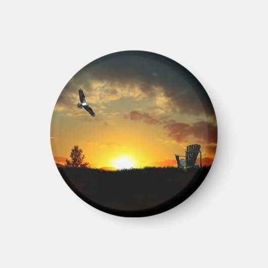 Gele zonsondergang Grassy Meadow Magnet (Voorkant)