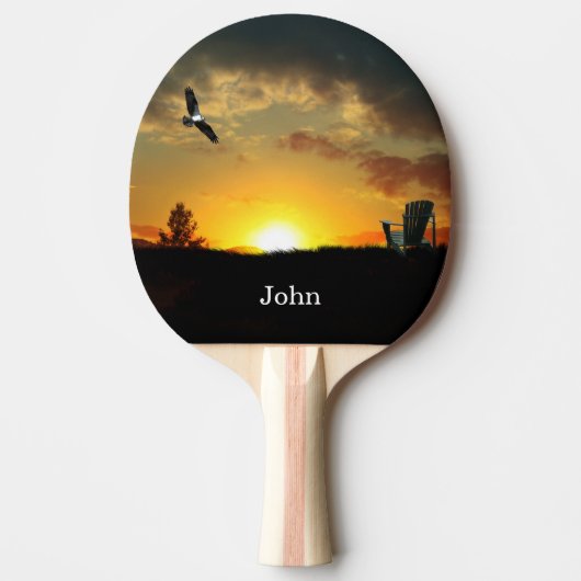 Gele zonsondergang Grassy Meadow Ping Pong Paddle Tafeltennisbatje (Voorkant)