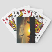 Gele zonsondergang grassy Meadow speelkaarten (Achterkant)