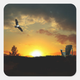 Gele zonsondergang grassy Meadow Stickers