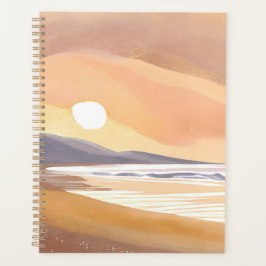 Gele Zonsondergang Oever | Waterverf Luchtige Schi Planner