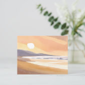 gele zonsondergangoever | Waterverf luchtig schild Briefkaart (Staand voorkant)
