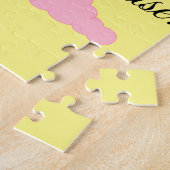 Gele zonsopgang met verschillende roze wolken legpuzzel (Zijkant)