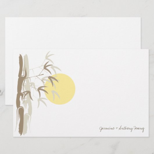 Gele Zonsopkomst Bamboe Zen Aziatische Bruiloft St Briefpapier (Voorkant / Achterkant)