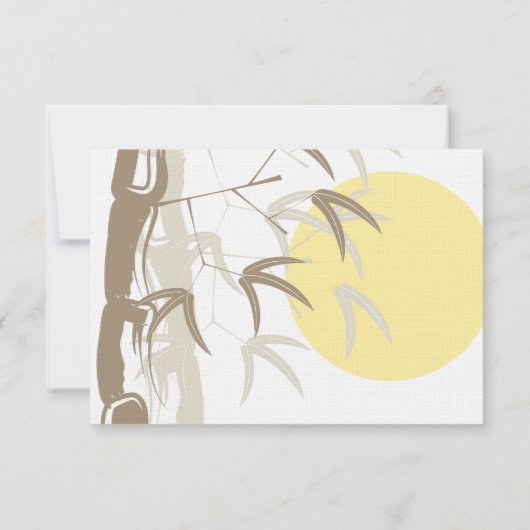 Gele Zonsopkomst Bamboe Zen Bruiloft Receptie Kaart (Achterkant)