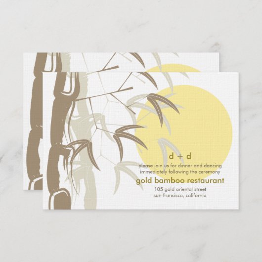 Gele Zonsopkomst Bamboe Zen Bruiloft Receptie Kaart (Voorkant / Achterkant)