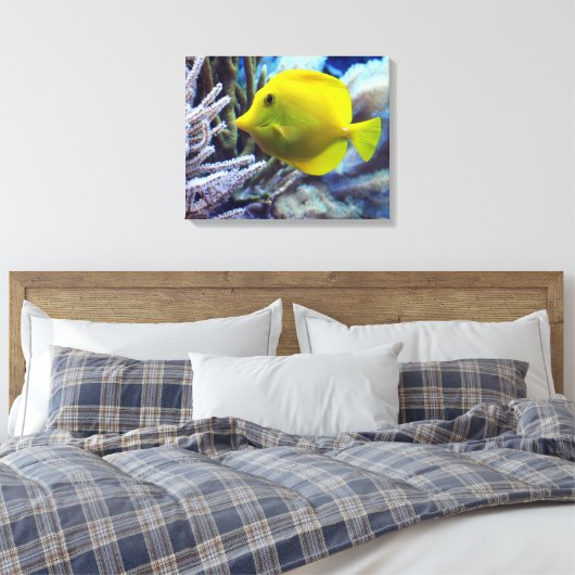 Gele zoutwater Tang Fish Canvas Afdruk (Insitu (Slaapkamer))