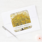 Gele zure hals-boom-bruiloft vierkante sticker (Envelop)