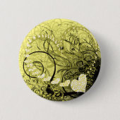 Gele zwammen ronde button 5,7 cm (Voorkant)