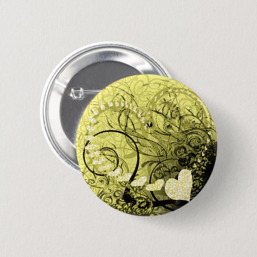 Gele zwammen ronde button 5,7 cm (Voorkant /achterkant)