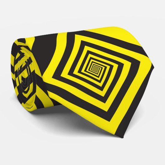 gele zwarte abstracte mazen stropdas (Opgerold)