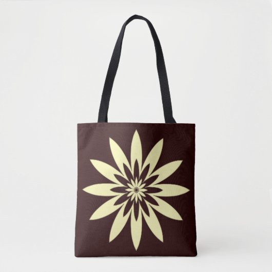 Gele zwarte bloem tote bag (Voorkant)