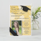 Gele Zwarte Bloemstuk Koffer Universiteit Feest Fo Kaart (Staand voorkant)