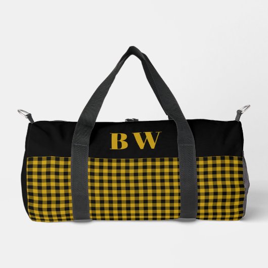 Gele zwarte buffel check geplakt vet monogram plunjezak (Voorkant)