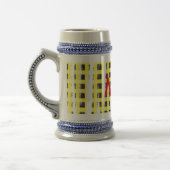 Gele zwarte checkboard: naam monogram naam laat bierpul (Links)