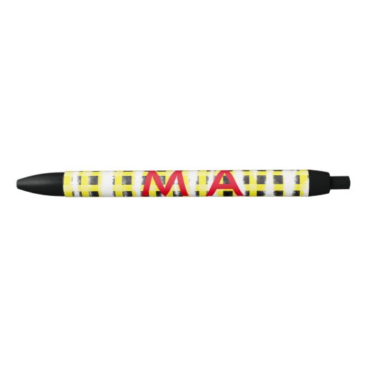 Gele zwarte checkboard: naam monogram naam laat inkt pen (Voorkant)