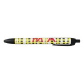 Gele zwarte checkboard: naam monogram naam laat inkt pen (Bodem)