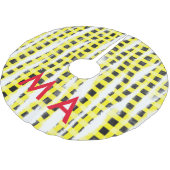 Gele zwarte checkboard: naam monogram naam laat kerstboom rok (Gekanteld)
