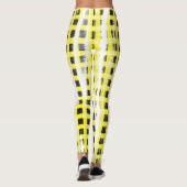 Gele zwarte checkboard: naam monogram naam laat leggings (Achterkant)