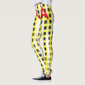 Gele zwarte checkboard: naam monogram naam laat leggings (Links)