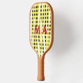 Gele zwarte checkboard: naam monogram naam laat pickleball paddle (Links)