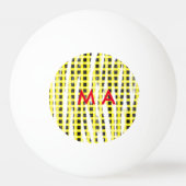 Gele zwarte checkboard: naam monogram naam laat pingpongbal (Voorkant)