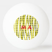 Gele zwarte checkboard: naam monogram naam laat pingpongbal (Achterkant)