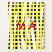 Gele zwarte checkboard: naam monogram naam laat planner (Achterkant)