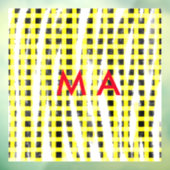 Gele zwarte checkboard: naam monogram naam laat raamsticker (Vel 3)