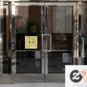Gele zwarte checkboard: naam monogram naam laat raamsticker (Kantoordeur)