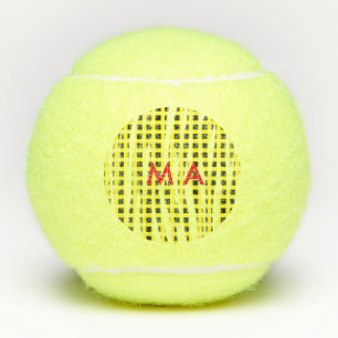 Gele zwarte checkboard: naam monogram naam laat tennisballen