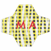 Gele zwarte checkboard: naam monogram naam laat voetbal (Enkel)