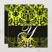 GELE ZWARTE DAMAST MONOGRAM TOPAZ KAART (Voorkant / Achterkant)