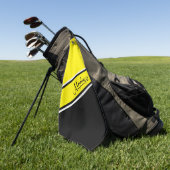 Gele zwarte diagonaal Stripe Script-naam Golfhanddoek (Groen)