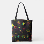 Gele, zwarte en bruine vis naadloos patroon. abs tote bag (Achterkant)